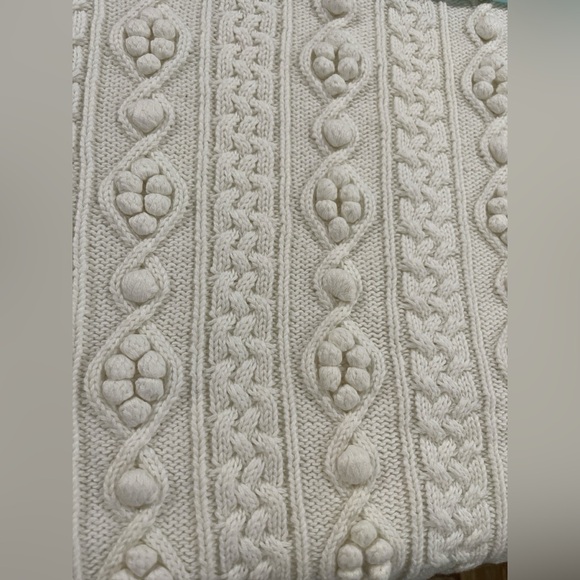 NWOT Lands' End 100% Cotton Textured & Cable Knit Full Zip Ivory Sweater 3X - Picture 5 of 7